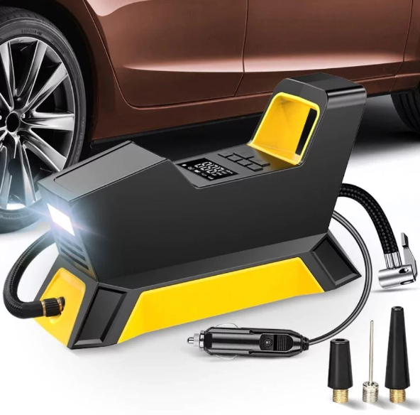 Портативний компресор - насос 12V від прикурювача з цифровим дисплеєм + 3 роз'єми для накачування - мініатюра 4