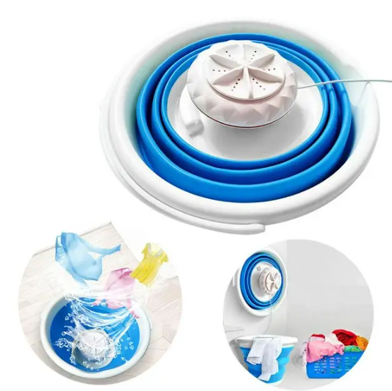 Ультразвукова портативна пральна машина Ultrasonic Turbine Wash USB зі складним відром 10 л
