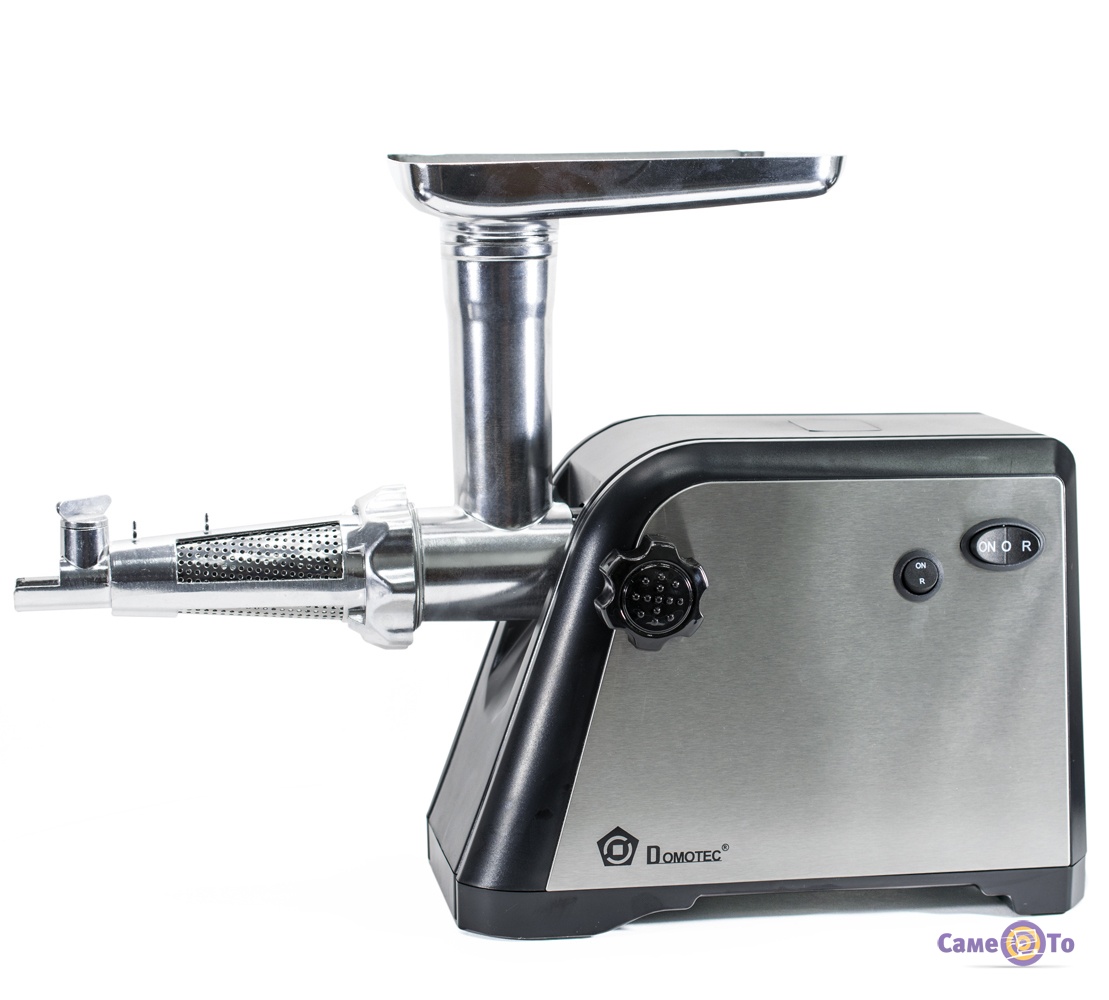 Електрична м'ясорубка DOMOTEC MS-2020 Багатофункціональна електром'ясорубка з насадками для свіжого соку, ковбасок, та терками - шатківницями, 2600 Вт