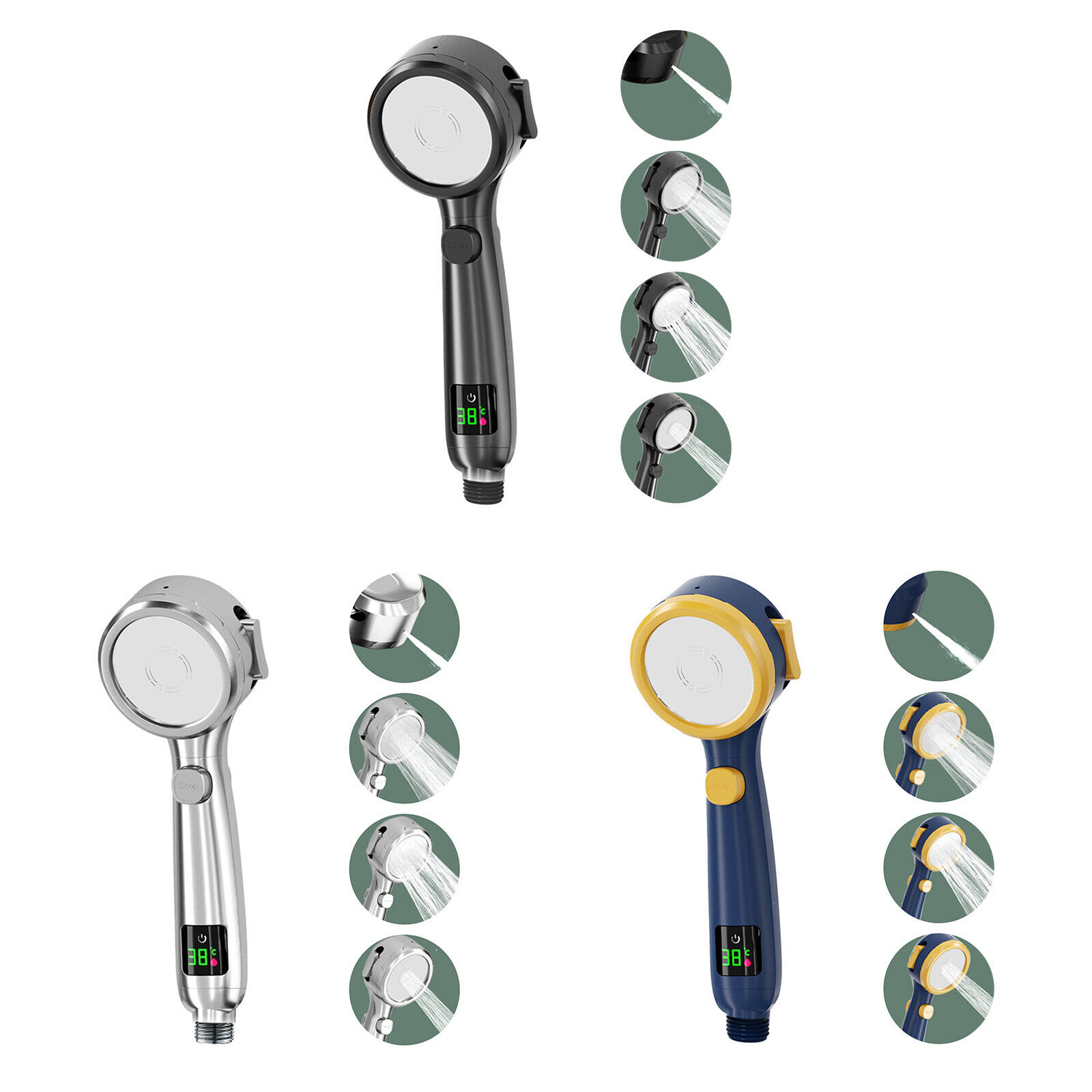 Інноваційна лійка для душу з індикатором температури - мініатюра 4