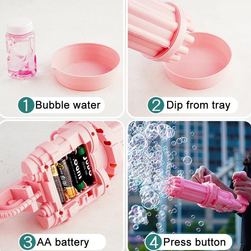 Іграшковий автоматичний пістолет – кулемет для створення бульбашок ∙ Генератор мильних бульбашок Bubble Gun з пляшкою для мила BUBBLE BLASTER - мініатюра 4