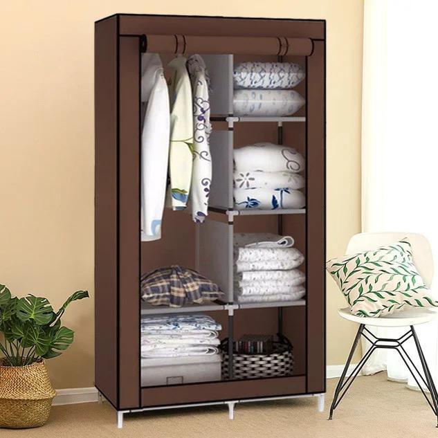 Тканинна шафа для речей Storage Wardrobe 88105 складаний гардероб 2 секції, 105 х 45 х 170 см - мініатюра 6