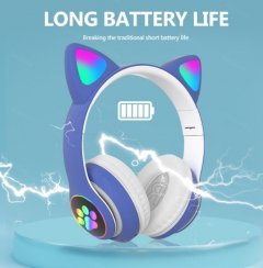 Дитячі бездротові навушники Bluetooth з LED котячими вушками котика Cat 28 - мініатюра 5