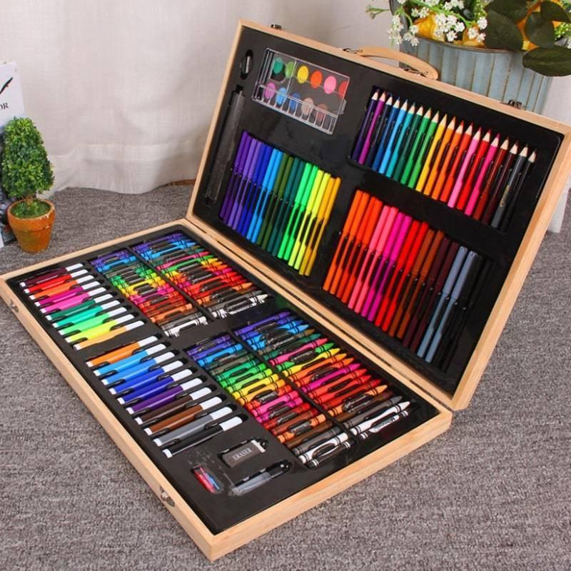 Дитячий художній набір для малювання та творчості 220 предметів у дерев'яній валізці Art Set Wood - мініатюра 5