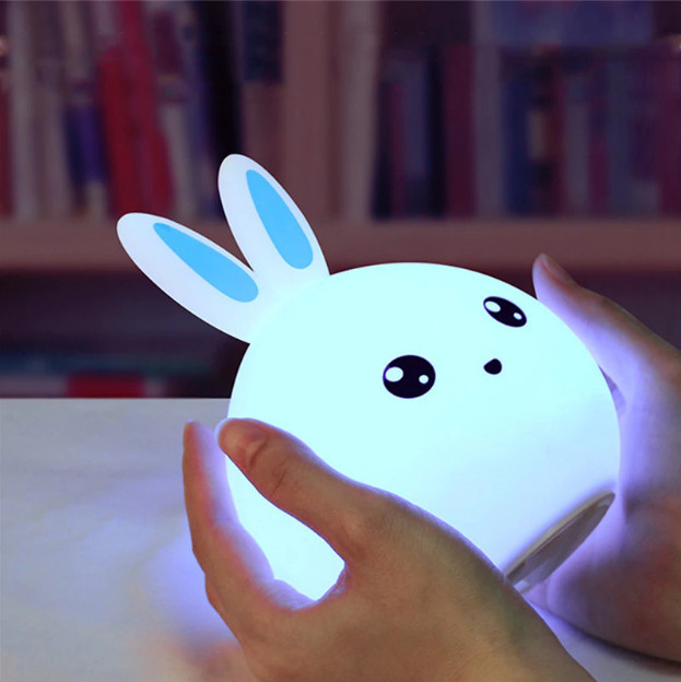 Дитячий світильник – нічник Зайчик LED Rabbit Soft Touch силіконовий із вбудованим акумулятором ∙ 7 режимів свічіння - мініатюра 2