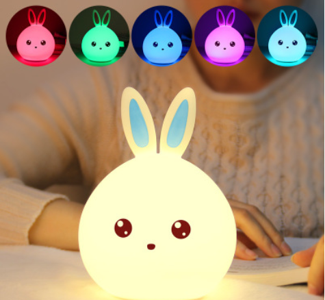 Дитячий світильник – нічник Зайчик LED Rabbit Soft Touch силіконовий із вбудованим акумулятором ∙ 7 режимів свічіння - мініатюра 3