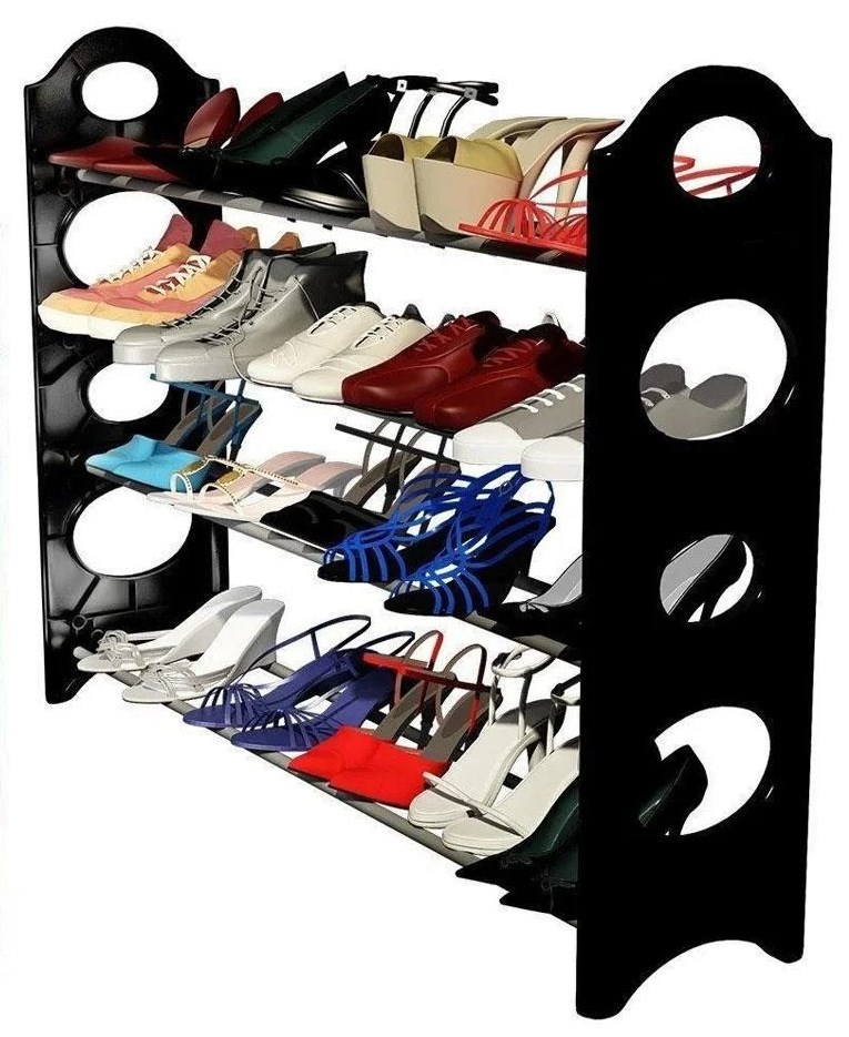 Полиця для взуття органайзер Amazing Stackable Shoe Rack ∙ Стійка - етажерка взуттєва на 4 полиці