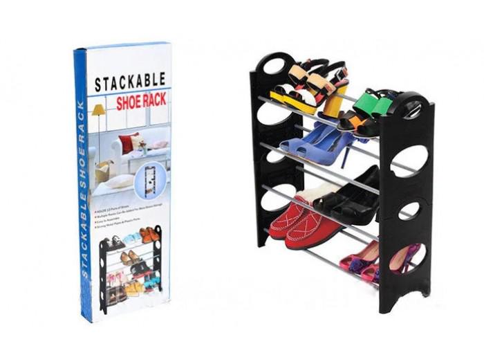 Полиця для взуття органайзер Amazing Stackable Shoe Rack ∙ Стійка - етажерка взуттєва на 4 полиці - мініатюра 5