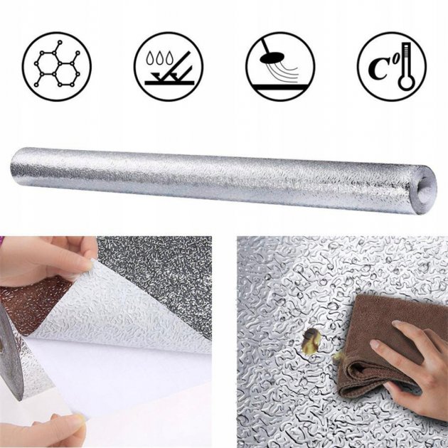 Самоклеюча захисна фольга для кухонних поверхонь водостійка на клейкій основі від жиру, високих температур, 500 х 60 см - мініатюра 6