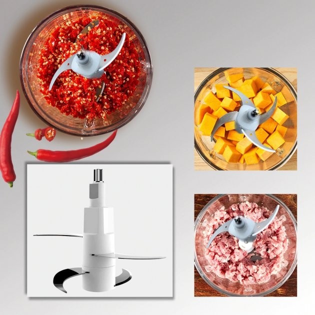 Електричний блендер - подрібнювач "Молнія" Метал ∙ Подвійні леза з нержавіючої сталі ∙ 1000 Вт - мініатюра 2