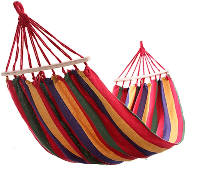 Гамак бавовняний посилений 200 х 100 см з дерев'яними перекладинами - мініатюра 2