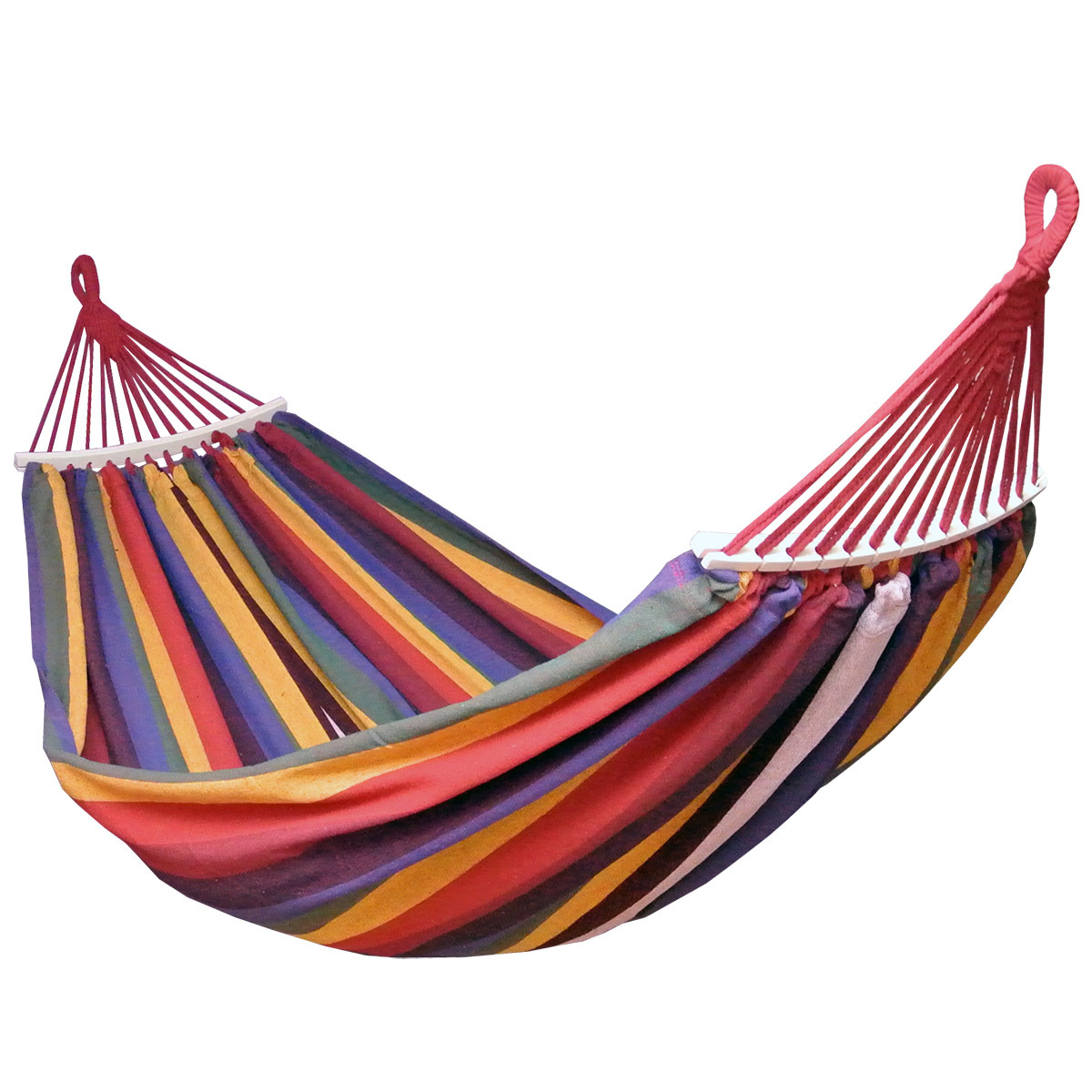 Гамак бавовняний посилений 200 х 100 см з дерев'яними перекладинами - мініатюра 3