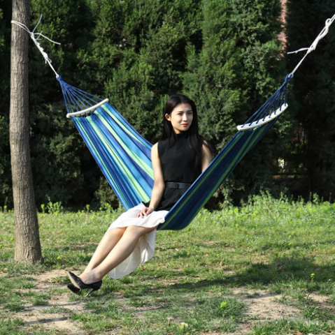 Гамак бавовняний посилений 200 х 100 см з дерев'яними перекладинами - мініатюра 5