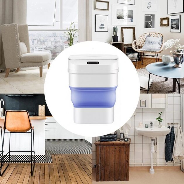 Складне відро для сміття з сенсорною кришкою на 8 л - мініатюра 4