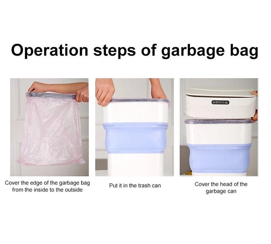 Складне відро для сміття з сенсорною кришкою на 8 л - мініатюра 9