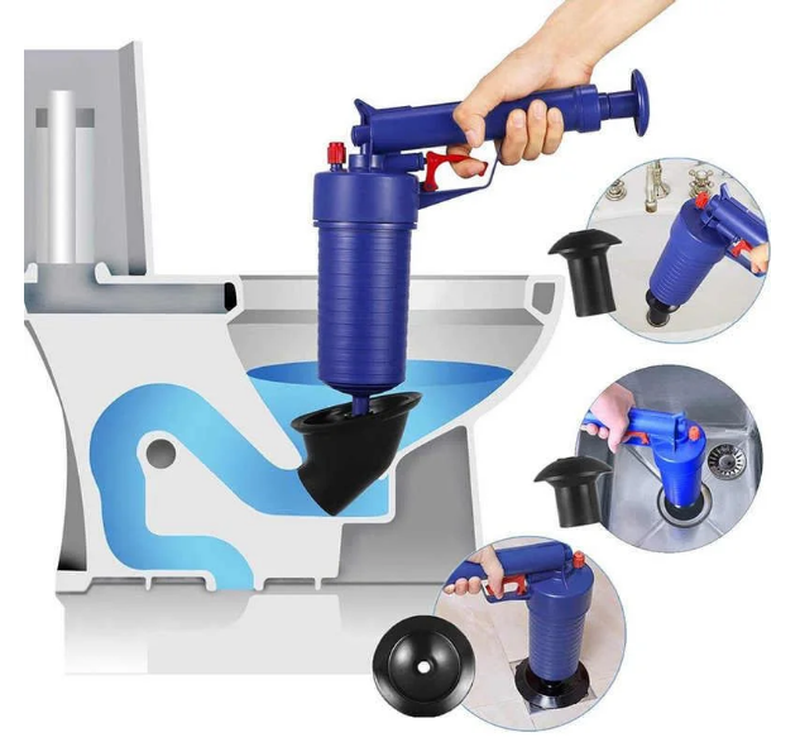 Вантуз повітряний пневматичний PIPE DREDGER ∙ Повітряний насос – вантус для чищення засмічення унітазу з насадками