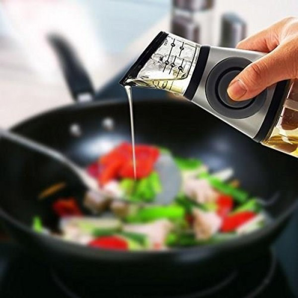 Пляшка – диспенсер з дозатором для олії та оцту ∙ Натискний масляний дозатор для оливкової та соняшникової олії Press and measure - мініатюра 6