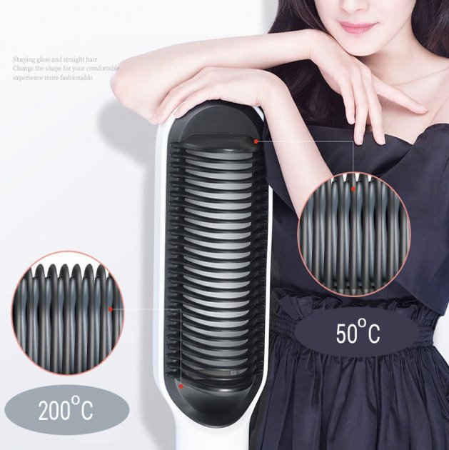 Розчіска – випрямляч Hair Straightener 909B для випрямлення волосся ∙ Праска щітка з турмаліновим покриттям ∙ 6 температурних режимів - мініатюра 7