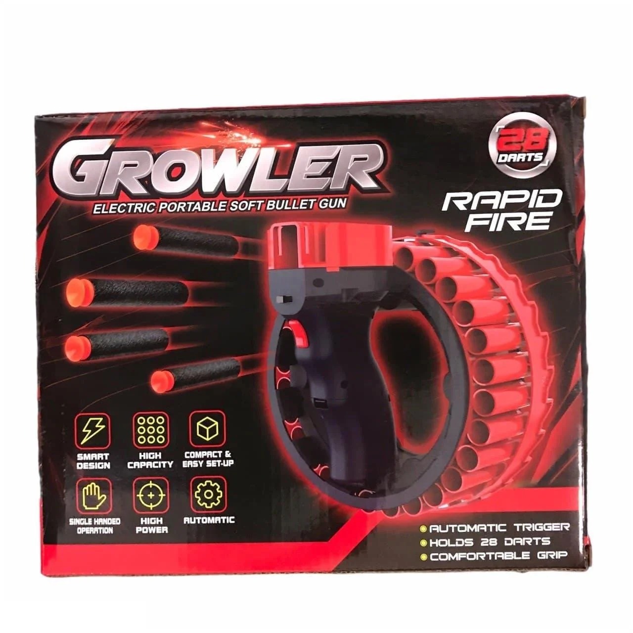 Автоматичний бластер - кулемет Growler H01 на 28 зарядів Іграшкова дитяча зброя, працює від акумулятора - мініатюра 3