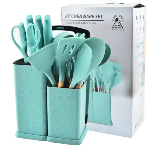 Кухонний набір ножів та аксесуарів Kitchenware Set, 20 предметів ∙ Інструменти для кухні з підставкою та обробною дошкою - мініатюра 2