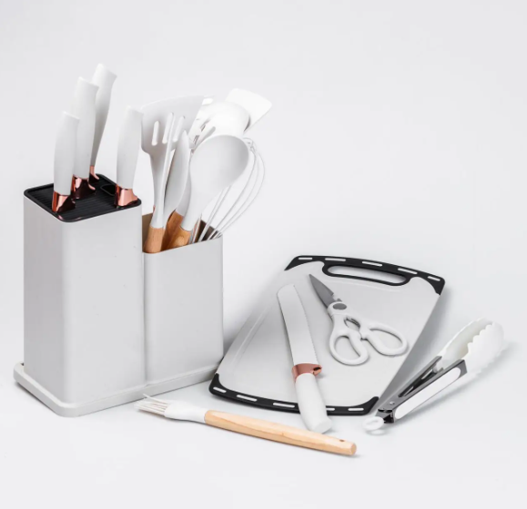 Кухонний набір ножів та аксесуарів Kitchenware Set, 20 предметів ∙ Інструменти для кухні з підставкою та обробною дошкою - мініатюра 4