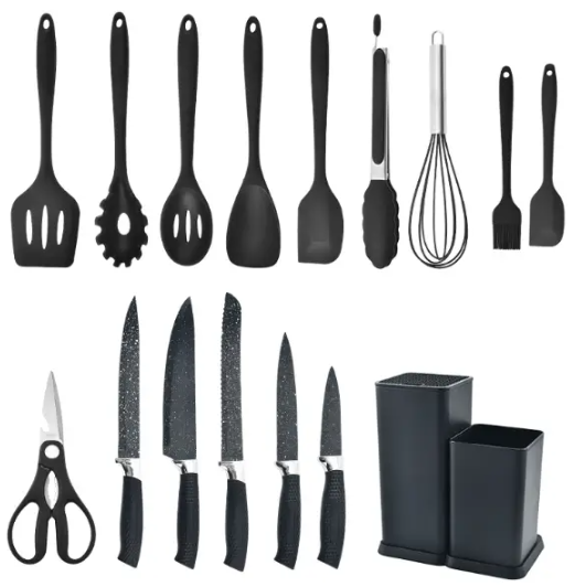 Кухонний набір ножів та аксесуарів Kitchenware Set, 20 предметів ∙ Інструменти для кухні з підставкою та обробною дошкою - мініатюра 5