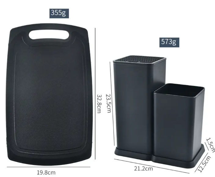 Кухонний набір ножів та аксесуарів Kitchenware Set, 20 предметів ∙ Інструменти для кухні з підставкою та обробною дошкою - мініатюра 6