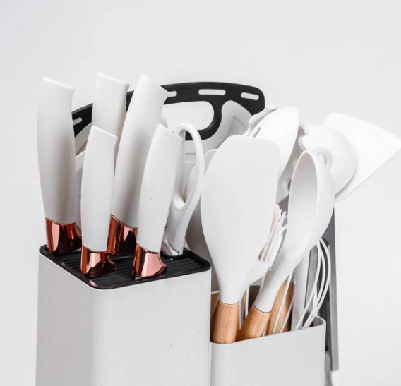 Кухонний набір ножів та аксесуарів Kitchenware Set, 20 предметів ∙ Інструменти для кухні з підставкою та обробною дошкою - мініатюра 7