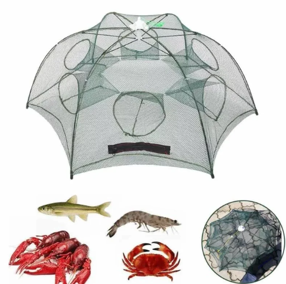 Автоматична рибальська сітка – пастка на 6 отворів для лову риби, раків, креветок ∙ Складана рибальська верша “павук” - мініатюра 3