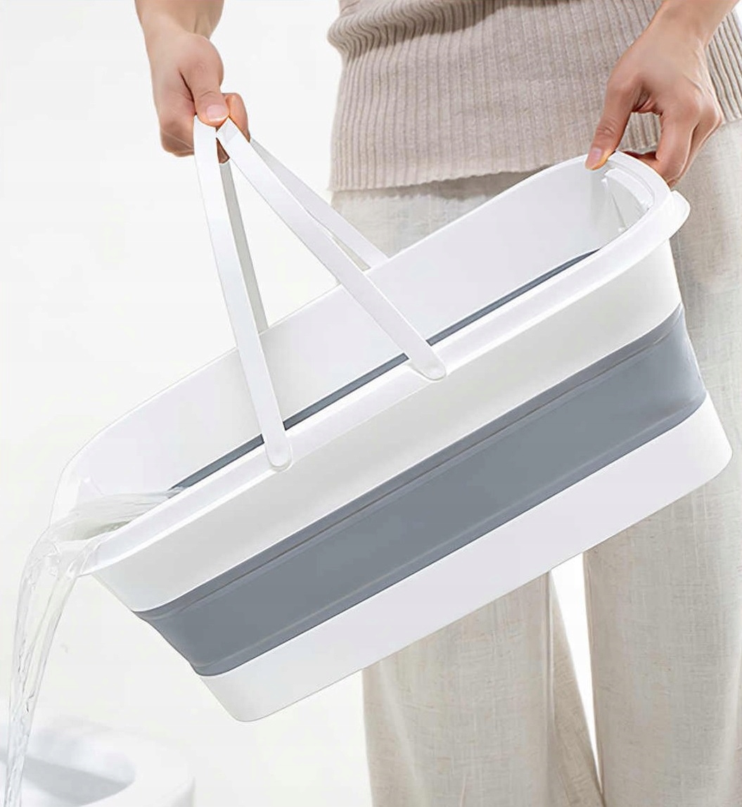 Складне прямокутне силіконове відро · Господарський кошик на 14 літрів, 57x26x17 см