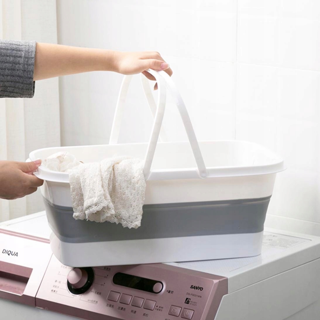 Складне прямокутне силіконове відро - мініатюра 5