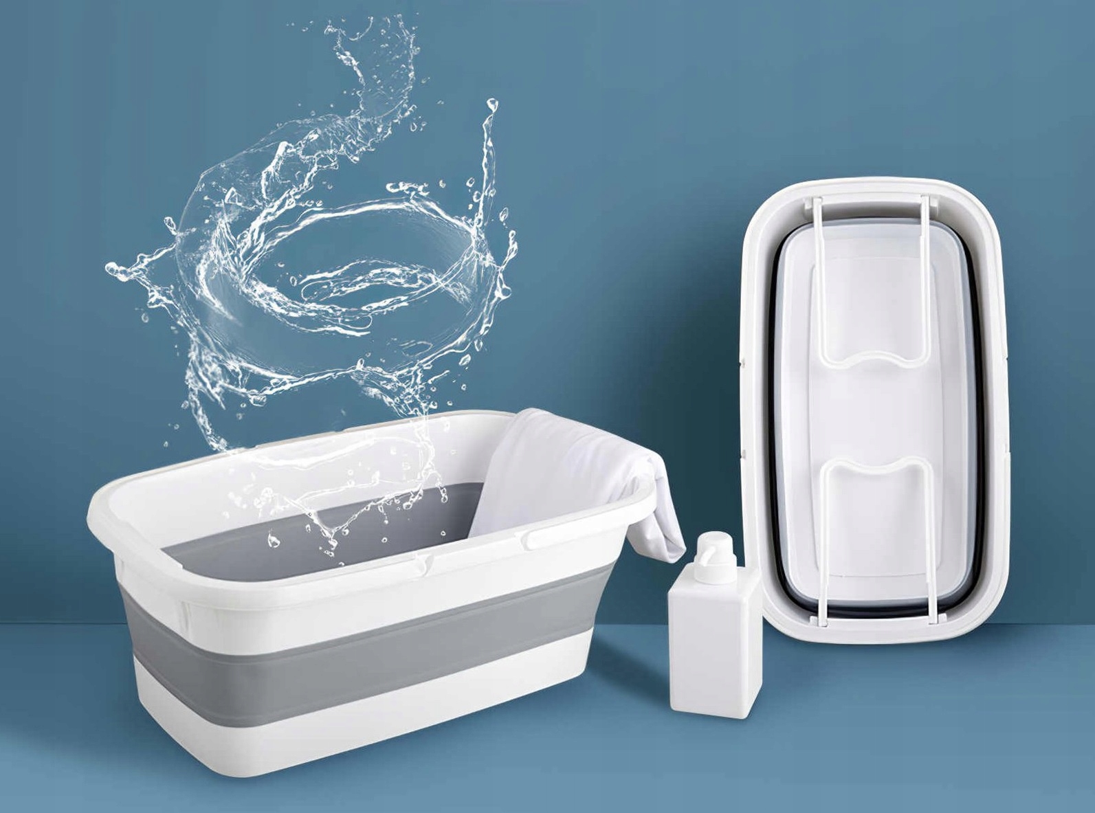 Складне прямокутне силіконове відро - мініатюра 6