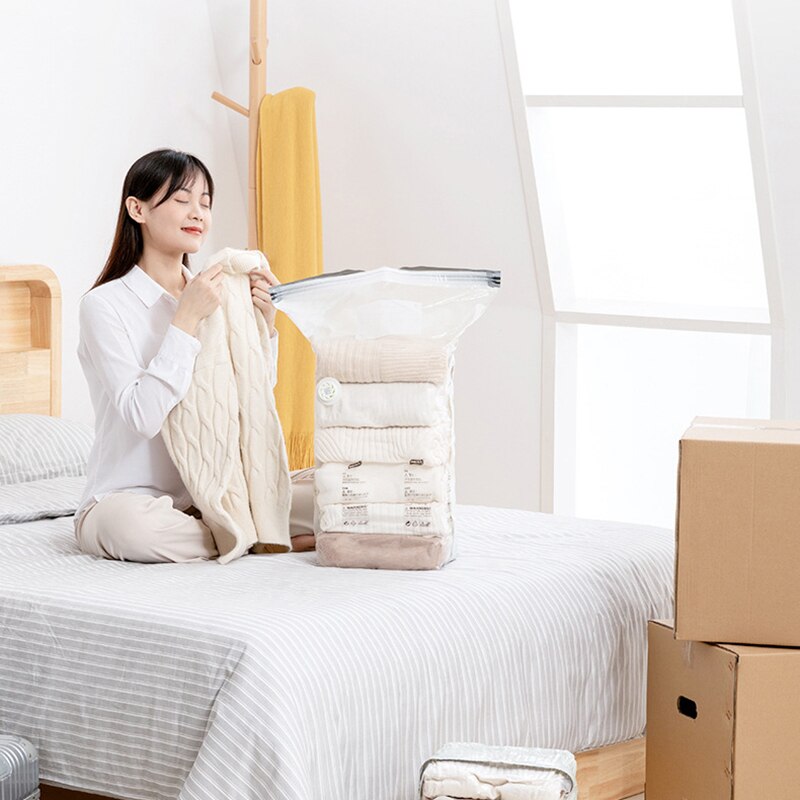 Вакуумний мішок для компактного зберігання одягу, ковдр, 70х50х30см - мініатюра 5