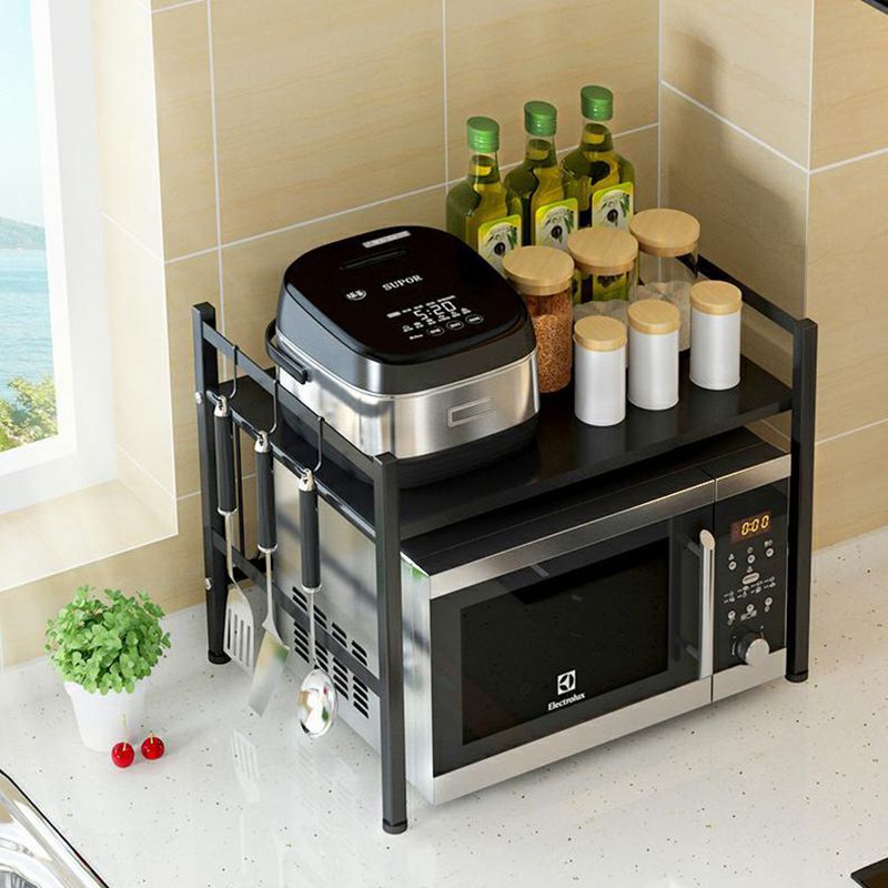 Розсувний органайзер – стелаж для мікрохвильової печі Blackwave rack з полицею та гачками для зберігання кухонних аксесуарів - мініатюра 3