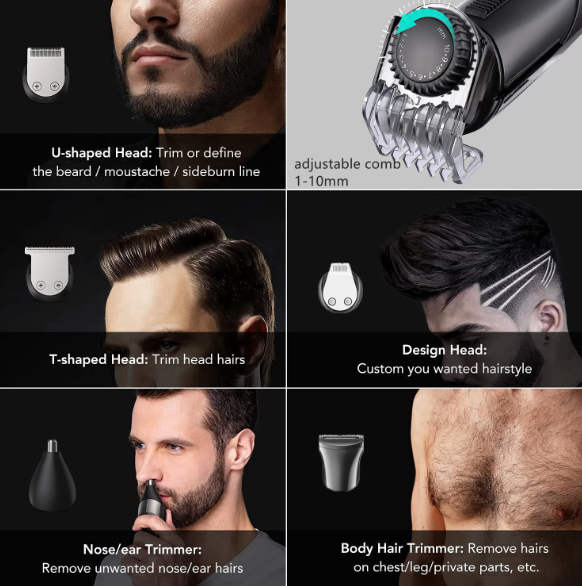 Набір для стрижки VGR V-105 USB 5 в 1 Машинка з насадками та зарядною док-станцією - мініатюра 5