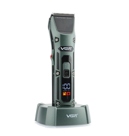 Акумуляторна машинка для стрижки VGR V-696 з насадками та LCD дисплеєм · Бездротовий триммер з зарядною док-станцією · USB зарядка