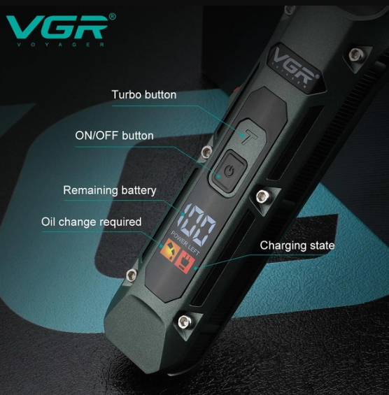 Акумуляторна машинка для стрижки VGR V-696 з насадками та LCD дисплеєм - мініатюра 4