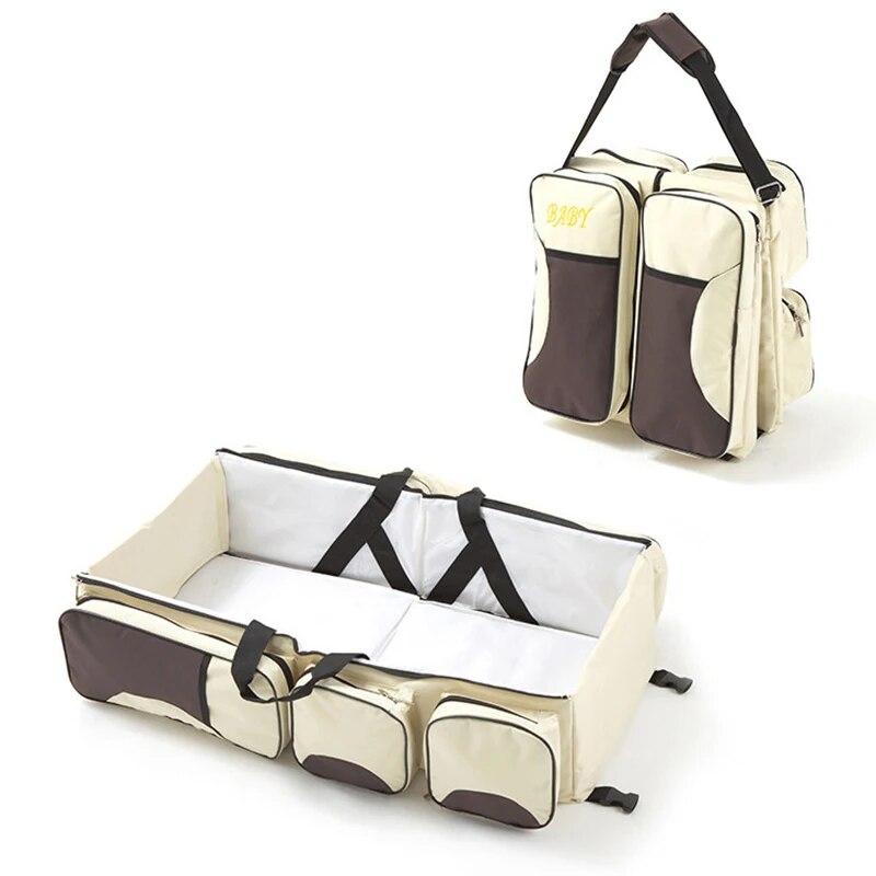 Багатофункціональна складана сумка – ліжко для перенесення дитини Ganen baby bed and bag Бежева - мініатюра 2