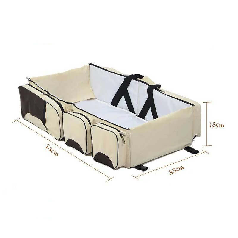 Багатофункціональна складана сумка – ліжко для перенесення дитини Ganen baby bed and bag Бежева - мініатюра 3