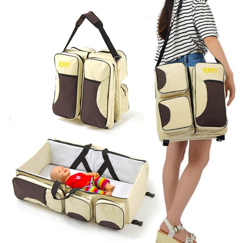 Багатофункціональна складана сумка – ліжко для перенесення дитини Ganen baby bed and bag Бежева - мініатюра 4