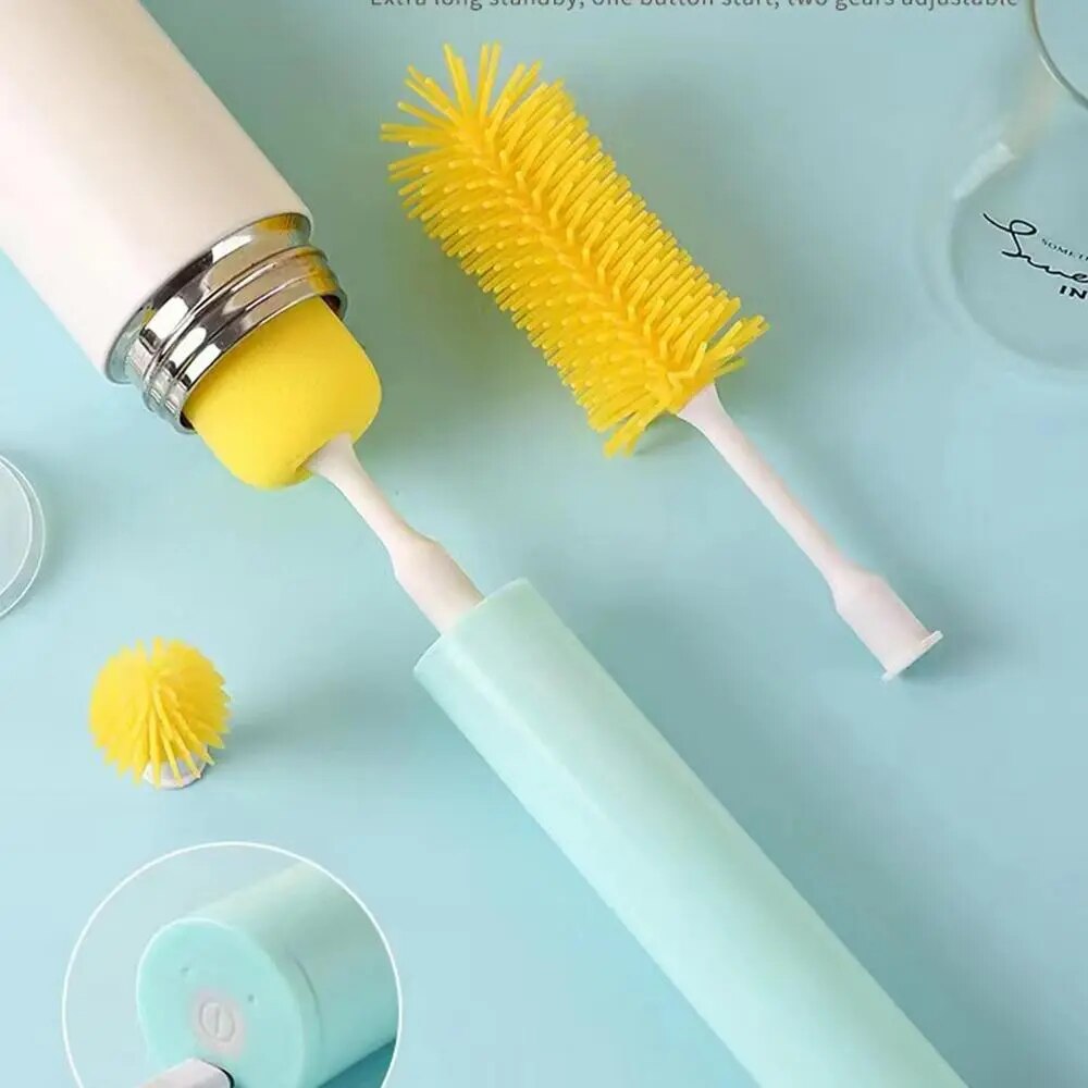 Електрична бездротова щітка – йорж Cup Cleaning Brush з насадками для прибирання та миття посуду - мініатюра 5