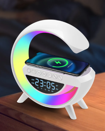 Лампа – нічник Smart Light Sound Machine 3401 з бездротовою зарядкою, годинником з будильником та вбудованою Bluetooth колонкою - мініатюра 5