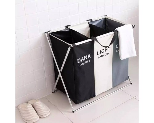 Корзина для сортування білизни на 3 секції з ручками, 150 л - мініатюра 2