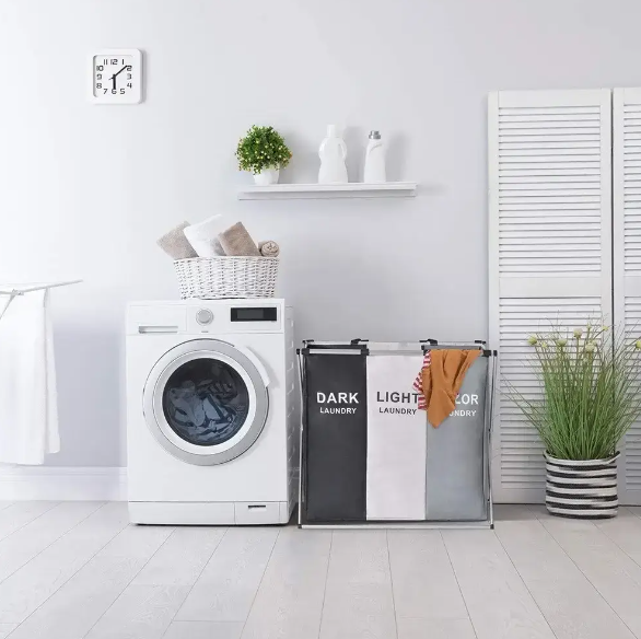 Корзина для сортування білизни на 3 секції з ручками, 150 л - мініатюра 5