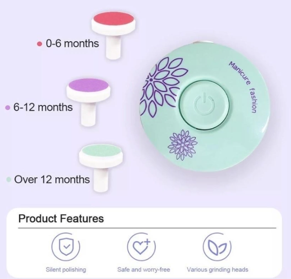 Дитячий триммер для нігтів 6 в 1 Манікюрний набір для дітей та дорослих з насадками для шліфування та полірування в комплекті - мініатюра 2