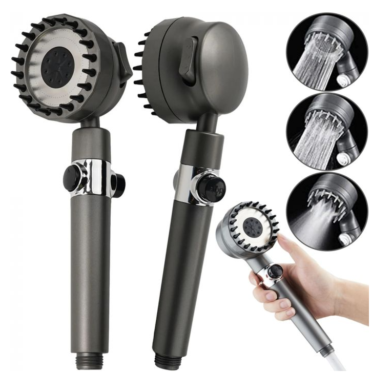 Інноваційна лійка для душу Massage filter shower ∙ Масажна насадка з силіконовими шипами ∙ 3 режими - мініатюра 4