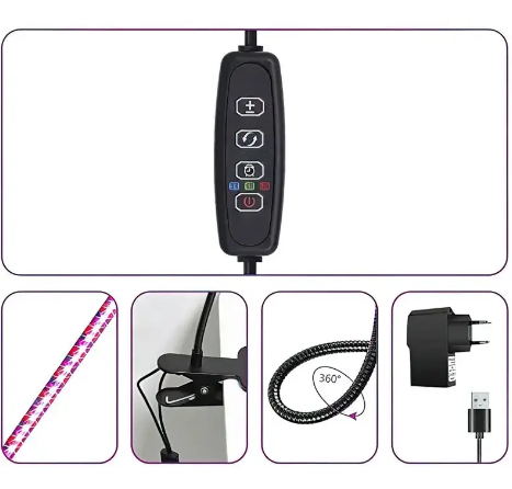 Одинарна гнучка фітолампа для рослин з таймером ∙ Регульована яскравість ∙ 15 Вт - мініатюра 3