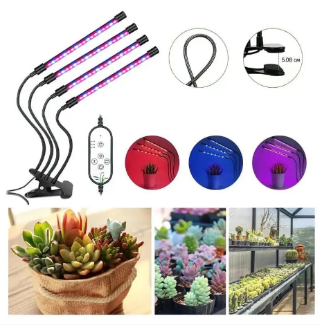 Четверна гнучка фітолампа для рослин з таймером ∙ Регульована яскравість ∙ 60 Вт - мініатюра 2