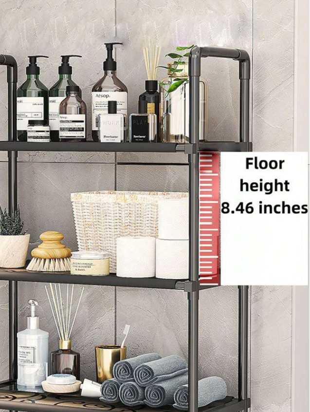 Полиця для підлоги - стелаж для ванної кімнати ∙ Органайзер над унітазом з трьома поличками - мініатюра 3