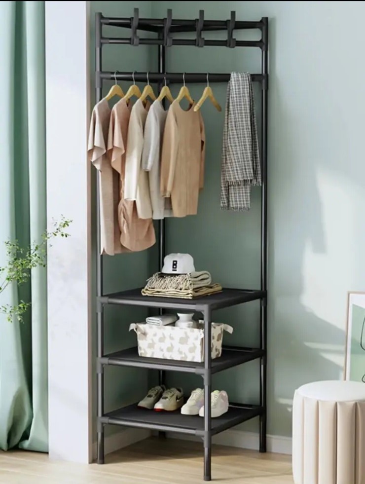 Кутова підлогова вішалка-стелаж Corner rack ∙ Стійка з поперечиною для вішалок до передпокою - мініатюра 5